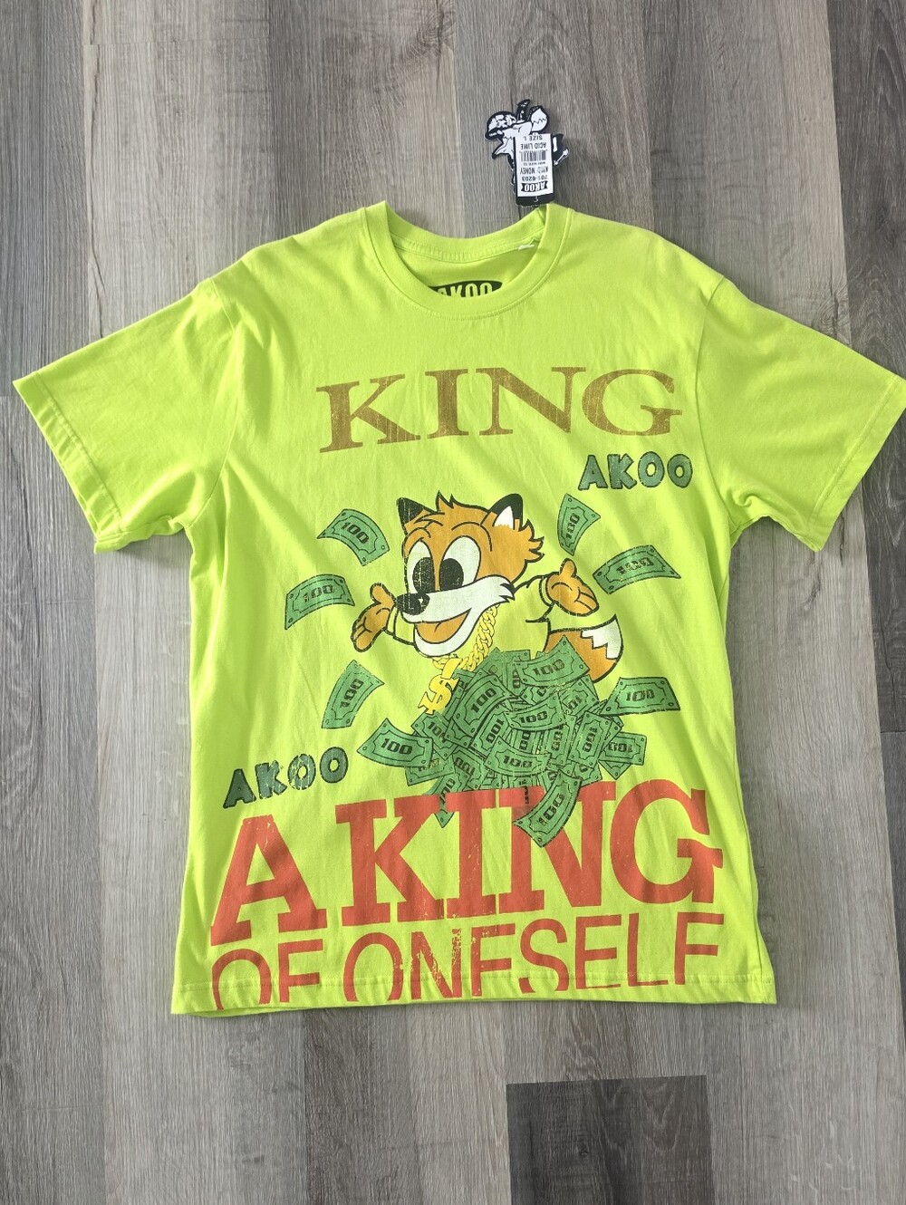 AKOO Men's Neon A King of Oneself T-Shirt Size L
